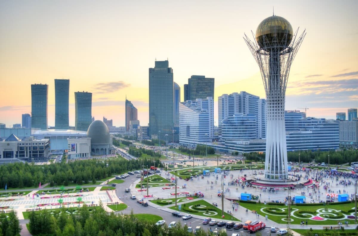 Astana skyline with Baiterek Tower